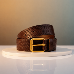 Handwoven Brown Leather Men’s Belt